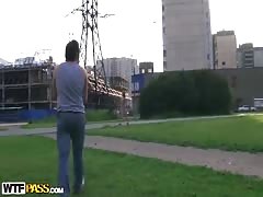 Pretty teen having sex outdoors on the roof
