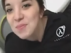 Busty Gamestop Employee Gives Blowjob At Work