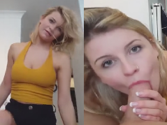 Busty Pierced Blonde Gives Intense Blowjob And Swallows Cum