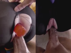 Double Penetration With Cock And Dildos Through Pantyhose