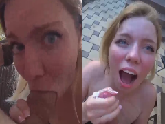 Public Blowjob On Balcony With Massive Facial POV